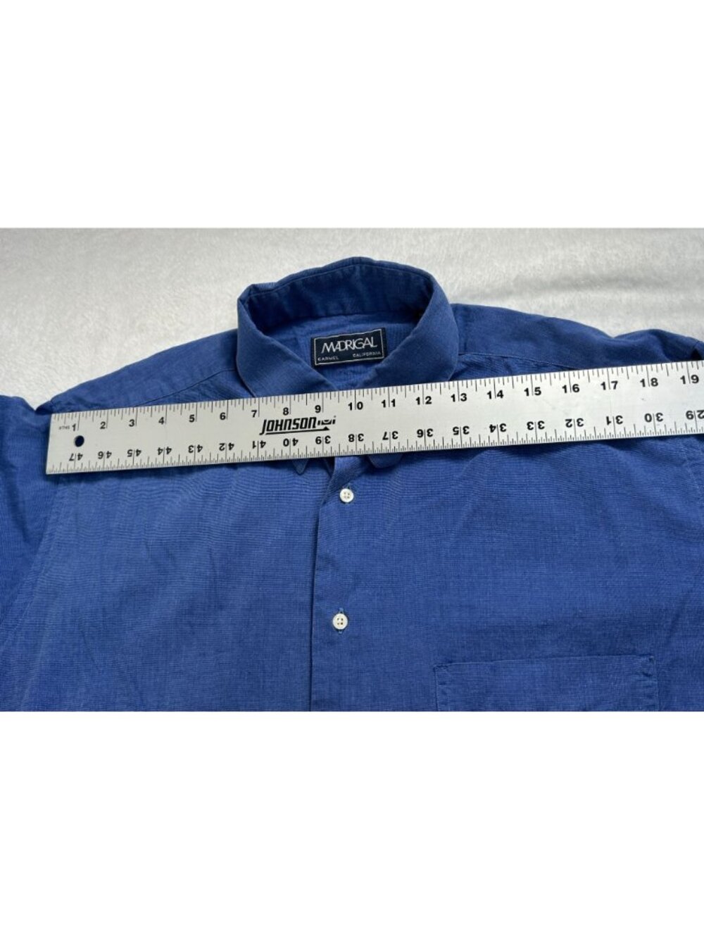 Madrigal Mens Blue Long-Sleeve Button-Up Dress Shirt 16 1/2 33 Cotton Casual - Picture 5 of 9